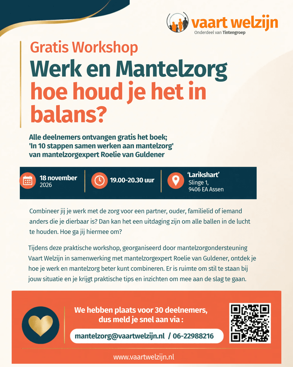 Workshop Werk en Mantelzorg; hoe houd je het in balans?